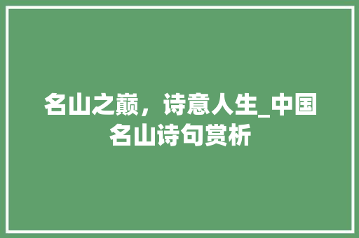 名山之巅，诗意人生_中国名山诗句赏析 会议纪要