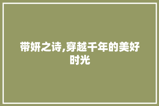 带妍之诗,穿越千年的美好时光
