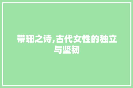 带珊之诗,古代女性的独立与坚韧 工作总结