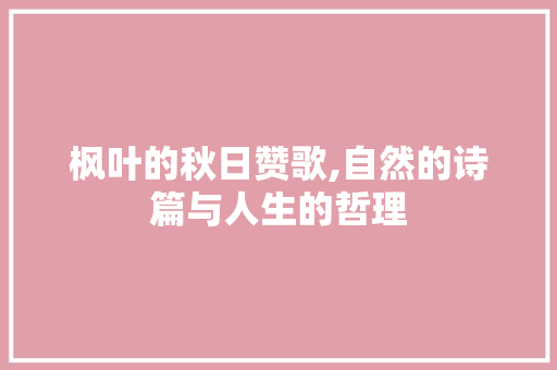枫叶的秋日赞歌,自然的诗篇与人生的哲理