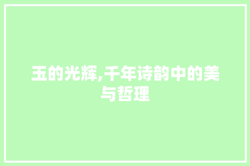 玉的光辉,千年诗韵中的美与哲理