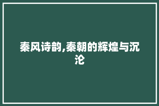 秦风诗韵,秦朝的辉煌与沉沦
