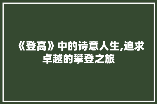 《登高》中的诗意人生,追求卓越的攀登之旅