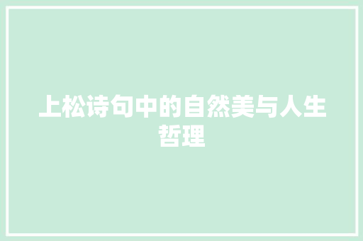上松诗句中的自然美与人生哲理 项目报告