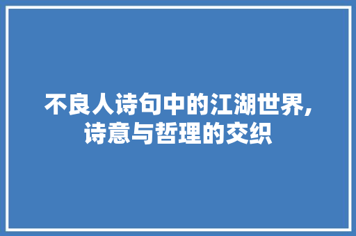不良人诗句中的江湖世界,诗意与哲理的交织