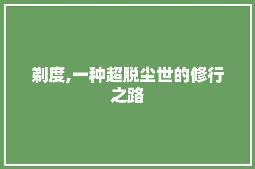 剃度,一种超脱尘世的修行之路
