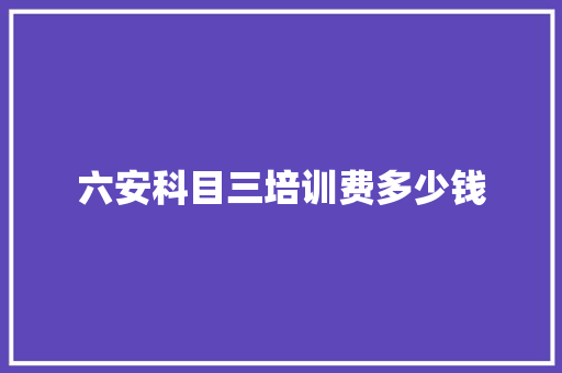 六安科目三培训费多少钱