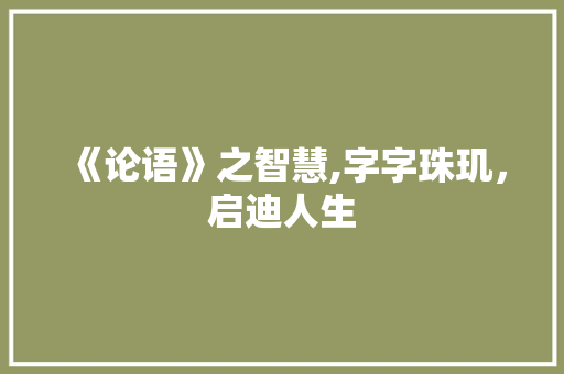 《论语》之智慧,字字珠玑，启迪人生