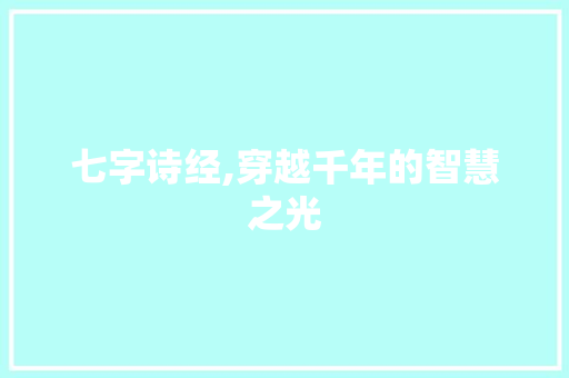 七字诗经,穿越千年的智慧之光