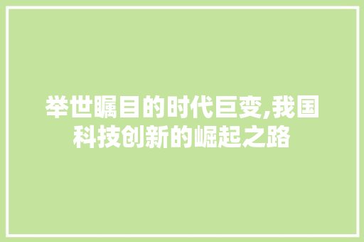 举世瞩目的时代巨变,我国科技创新的崛起之路