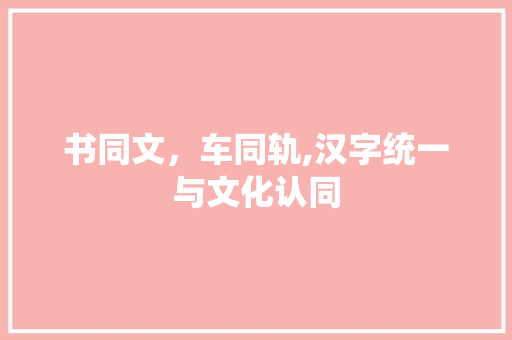 书同文，车同轨,汉字统一与文化认同