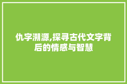 仇字溯源,探寻古代文字背后的情感与智慧