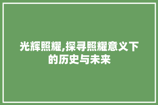 光辉照耀,探寻照耀意义下的历史与未来