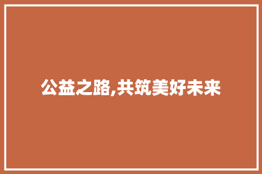 公益之路,共筑美好未来