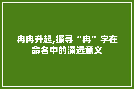 冉冉升起,探寻“冉”字在命名中的深远意义