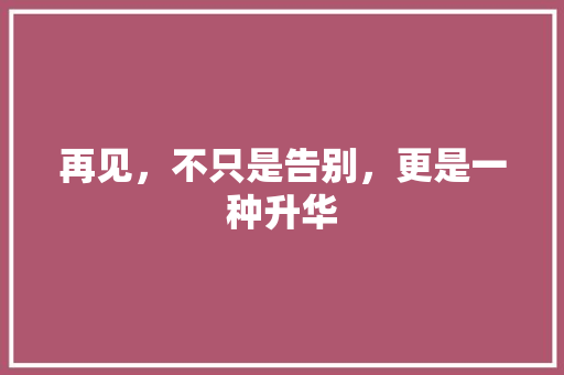 再见，不只是告别，更是一种升华