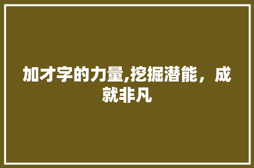 加才字的力量,挖掘潜能，成就非凡