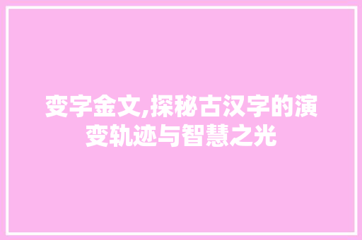 变字金文,探秘古汉字的演变轨迹与智慧之光 诗词体裁