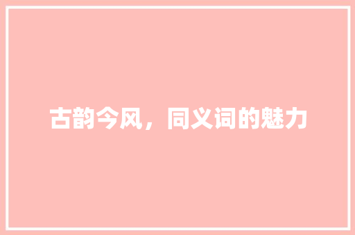 古韵今风，同义词的魅力