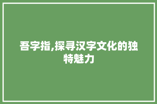 吾字指,探寻汉字文化的独特魅力