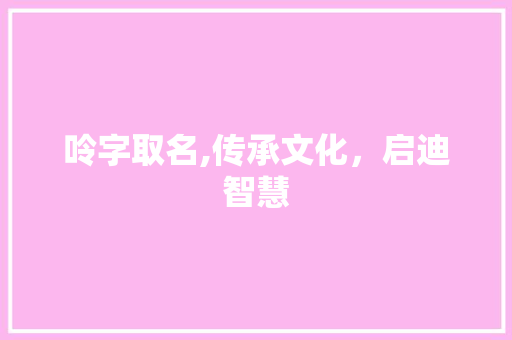 呤字取名,传承文化，启迪智慧