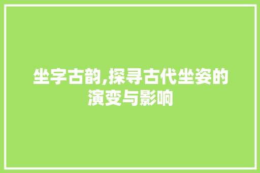坐字古韵,探寻古代坐姿的演变与影响 工作总结