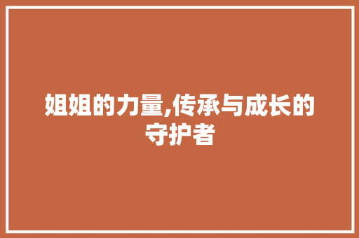 姐姐的力量,传承与成长的守护者