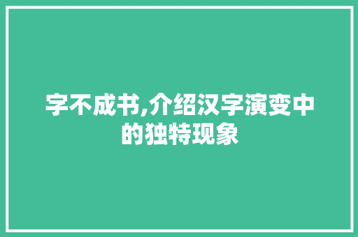 字不成书,介绍汉字演变中的独特现象