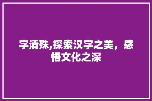 字清殊,探索汉字之美，感悟文化之深