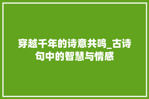 穿越千年的诗意共鸣_古诗句中的智慧与情感