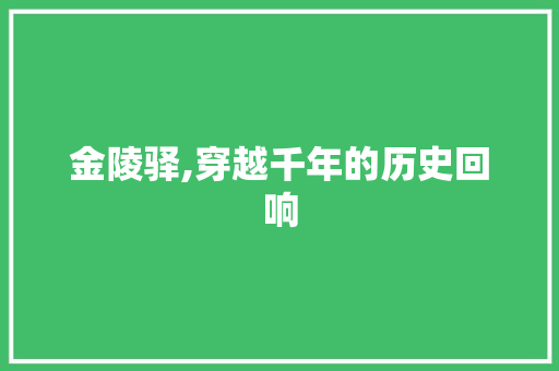 金陵驿,穿越千年的历史回响