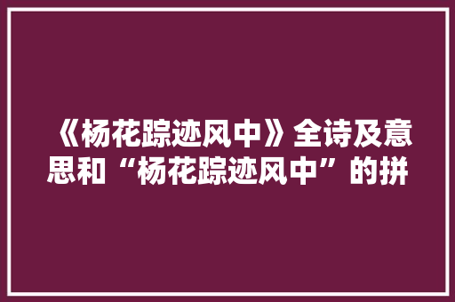 《杨花踪迹风中》全诗及意思和“杨花踪迹风中”的拼音注释
