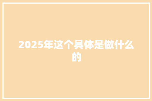 2025年这个具体是做什么的