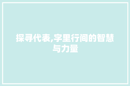 探寻代表,字里行间的智慧与力量