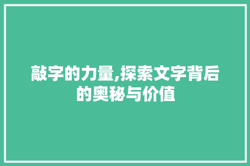 敲字的力量,探索文字背后的奥秘与价值 社交媒体