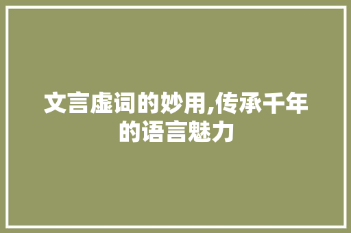 文言虚词的妙用,传承千年的语言魅力