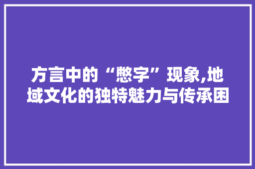 方言中的“憋字”现象,地域文化的独特魅力与传承困境