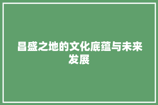昌盛之地的文化底蕴与未来发展 社交媒体