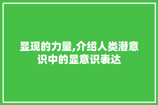 显现的力量,介绍人类潜意识中的显意识表达