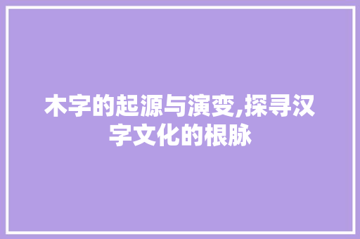 木字的起源与演变,探寻汉字文化的根脉