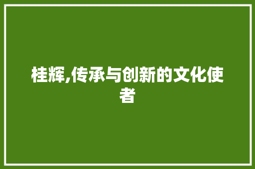桂辉,传承与创新的文化使者