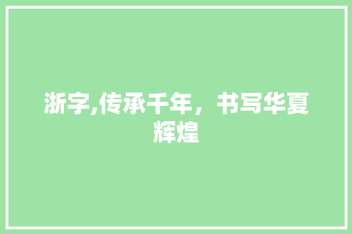浙字,传承千年，书写华夏辉煌 社交媒体