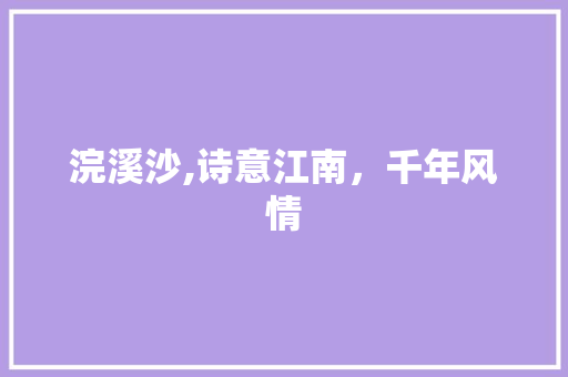 浣溪沙,诗意江南，千年风情 会议纪要
