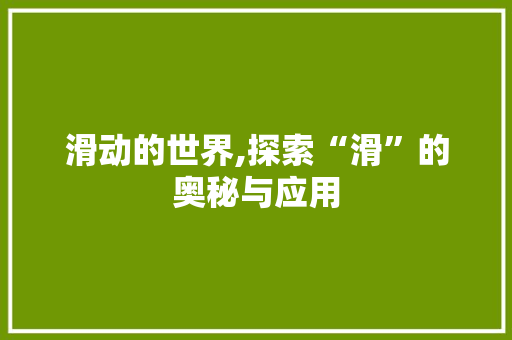滑动的世界,探索“滑”的奥秘与应用