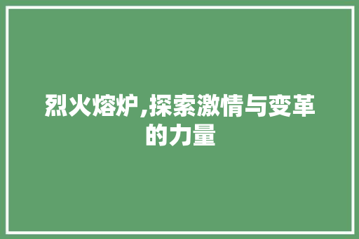 烈火熔炉,探索激情与变革的力量 社交媒体
