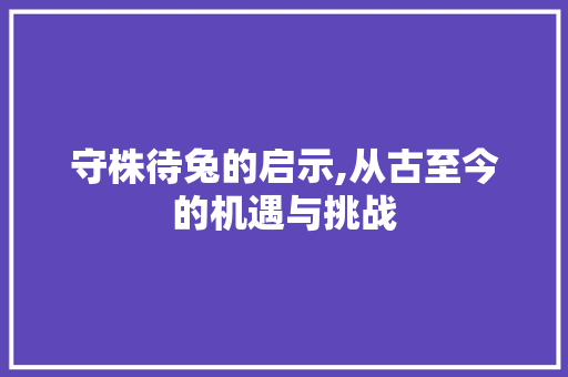 守株待兔的启示,从古至今的机遇与挑战