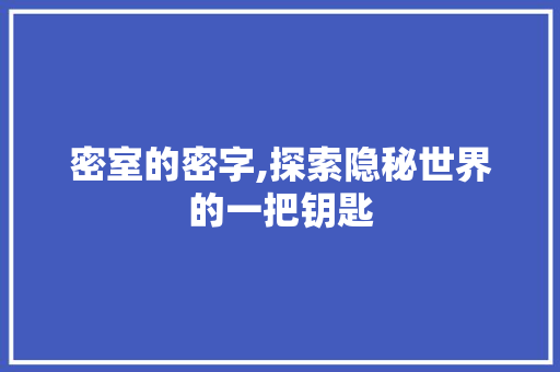 密室的密字,探索隐秘世界的一把钥匙