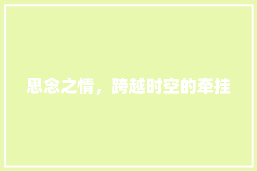 思念之情，跨越时空的牵挂