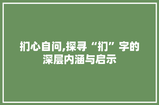 扪心自问,探寻“扪”字的深层内涵与启示