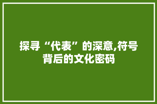 探寻“代表”的深意,符号背后的文化密码